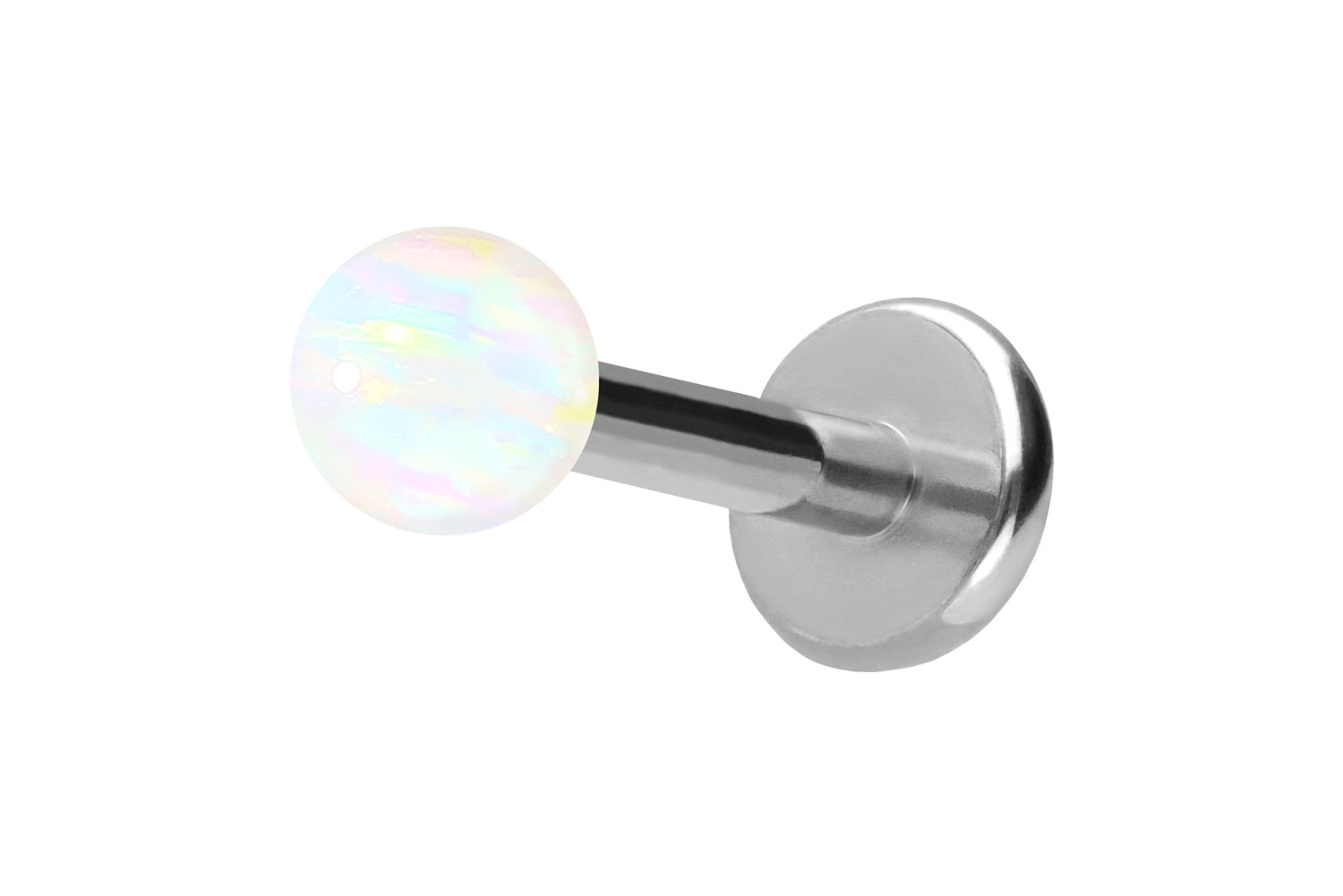 Titan Labret Piercing mit Push Fit SYNTHETISCHER OPAL